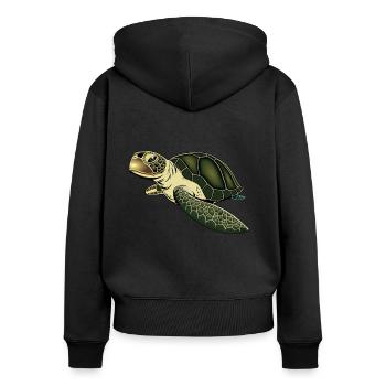 Turtle - Frauen Premium Bio Zip Hoodie - Schwarz - Hinten - Julia (174cm)