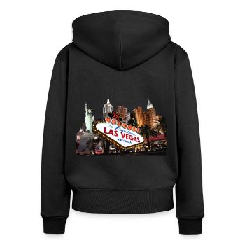 Las Vegas Berühmtes Schild Skyline - Frauen Premium Bio Zip Hoodie - Schwarz - Hinten - Julia (174cm)