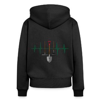 Jardin ECG battement de coeur outil godet jardinier - Sweat à capuche zippé Premium bio Femme - noir - Dos - Julia (174cm)