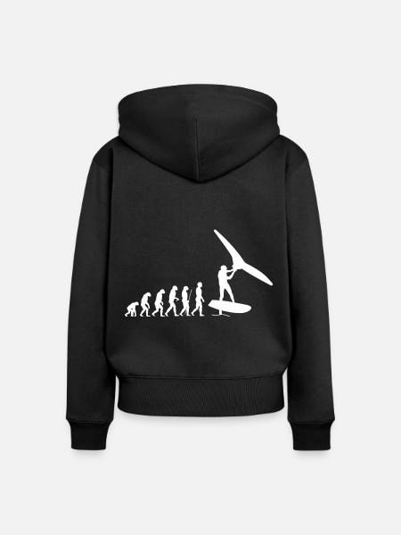 Wingfoil Evolution - Frauen Premium Bio Zip Hoodie - Schwarz