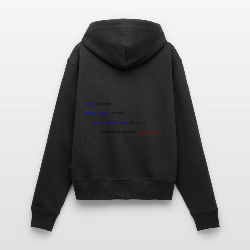C# .NET Code Hello World Programmierer Geschenk Frauen Premium Bio Zip Hoodie