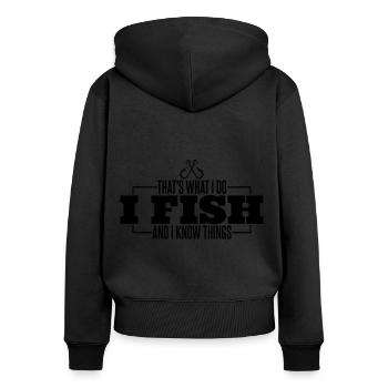 Pêche Pêche Pêche Pêche Hache pêche Poisson - Sweat à capuche zippé Premium bio Femme - noir - Dos - Julia (174cm)
