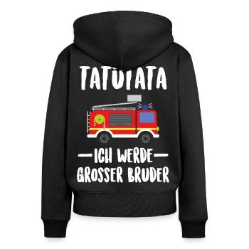 Tatü Tata ich werde großer Bruder - Frauen Premium Bio Zip Hoodie - Schwarz - Hinten - Julia (174cm)