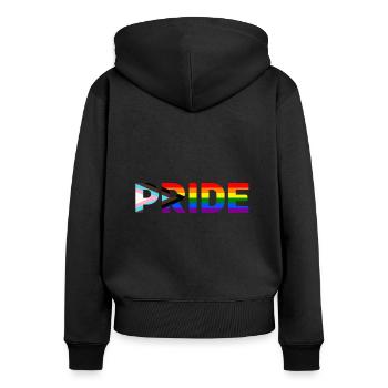 Pride - Frauen Premium Bio Zip Hoodie - Schwarz - Hinten - Julia (174cm)