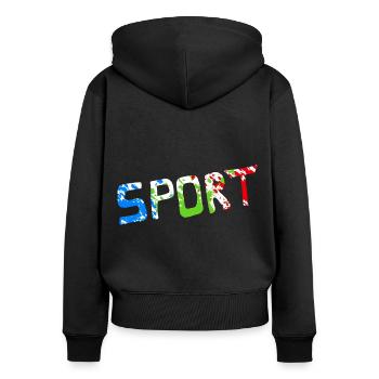 Sport - Frauen Premium Bio Zip Hoodie - Schwarz - Hinten - Julia (174cm)