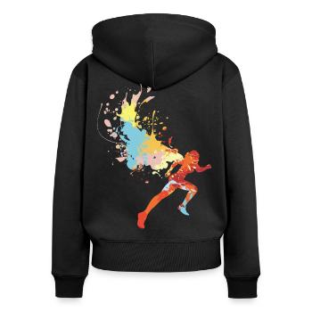 Marathon - Sweat à capuche zippé Premium bio Femme - noir - Dos - Julia (174cm)