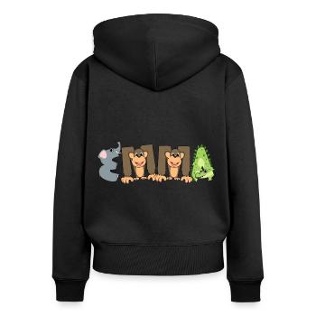 Emma - Frauen Premium Bio Zip Hoodie - Schwarz - Hinten - Julia (174cm)