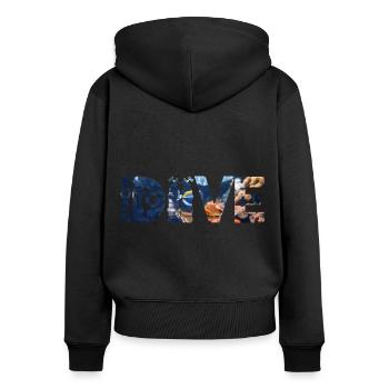Taucher Tauchen Born to Dive - Frauen Premium Bio Zip Hoodie - Schwarz - Hinten - Julia (174cm)