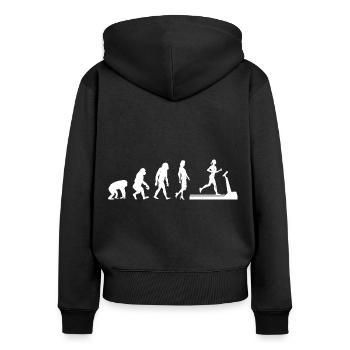 Laufband Evolution Laufen Läuferin Marathon - Frauen Premium Bio Zip Hoodie - Schwarz - Hinten - Julia (174cm)