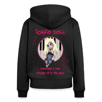 Hella von LORDI - Frauen Premium Bio Zip Hoodie - Schwarz - Hinten - Julia (174cm)