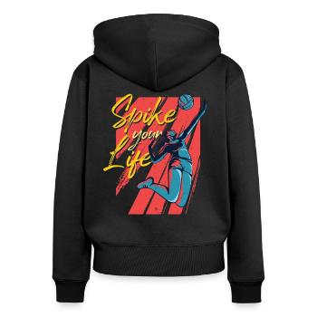 Beachvolleyball - Frauen Premium Bio Zip Hoodie - Schwarz - Hinten - Julia (174cm)