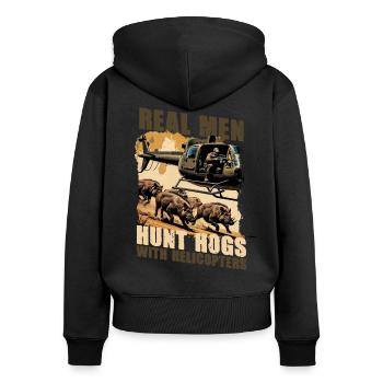 Sanglier Chasse au sanglier Chasseur de sanglier - Sweat à capuche zippé Premium bio Femme - noir - Dos - Julia (174cm)