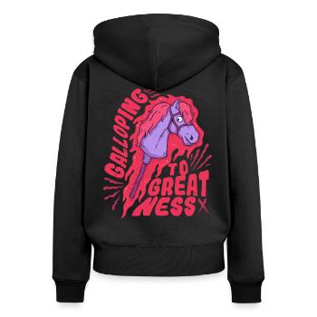 Hobby Horsing Steckenpferde - Frauen Premium Bio Zip Hoodie - Schwarz - Hinten - Julia (174cm)