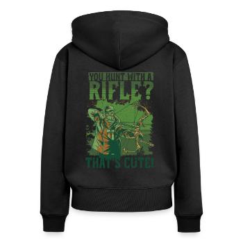 Sanglier Chasse au sanglier Chasseur de sanglier - Sweat à capuche zippé Premium bio Femme - noir - Dos - Julia (174cm)