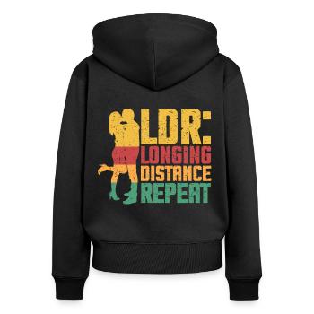 Fernbeziehung Longing Distance Repeat - Frauen Premium Bio Zip Hoodie - Schwarz - Hinten - Julia (174cm)