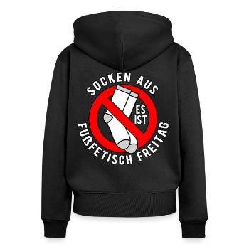 Fußfetisch Freitag Keine Socken Erlaubt Füße - Frauen Premium Bio Zip Hoodie - Schwarz - Hinten - Julia (174cm)