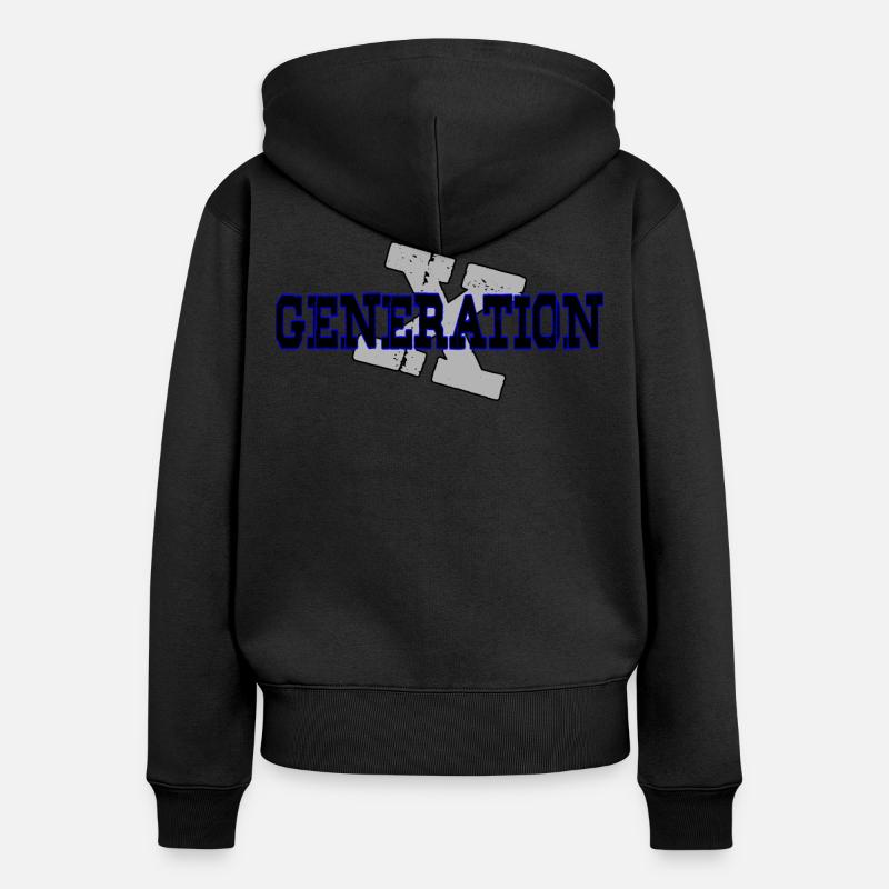 GÉNÉRATION X Idée cadeau - Sweat à capuche zippé Premium bio Femme - noir