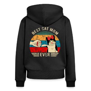 Best Cat Mom Ever Bump Cat Vintage Kitten Love - Frauen Premium Bio Zip Hoodie - Schwarz - Hinten - Julia (174cm)