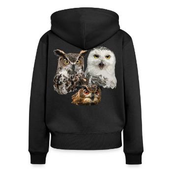 Owls - Women's Premium Organic Zip Hoodie - black - Back - Julia (174cm)
