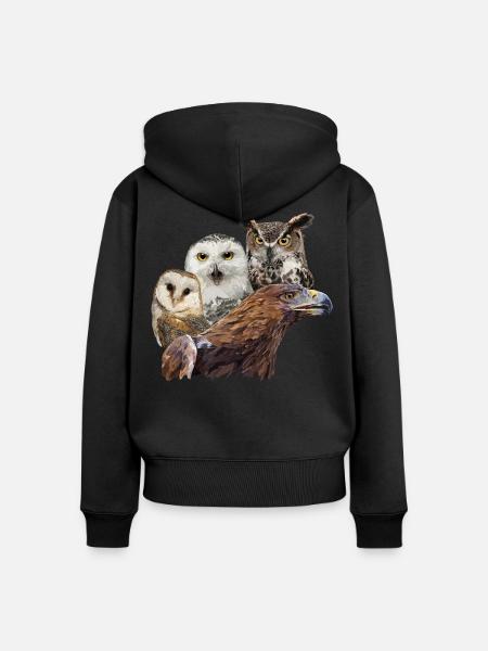 Adler und Eulen - Frauen Premium Bio Zip Hoodie - Schwarz