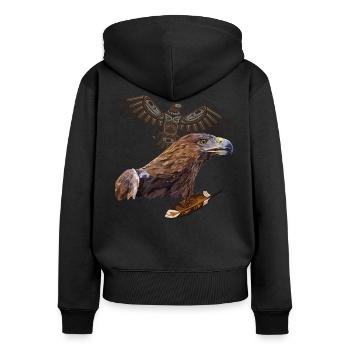 Steinadler - Frauen Premium Bio Zip Hoodie - Schwarz - Hinten - Julia (174cm)