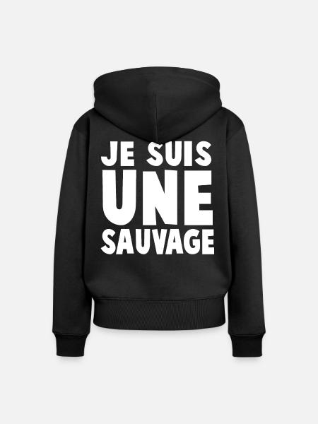 Ich bin ein WILD - Frauen Premium Bio Zip Hoodie - Schwarz