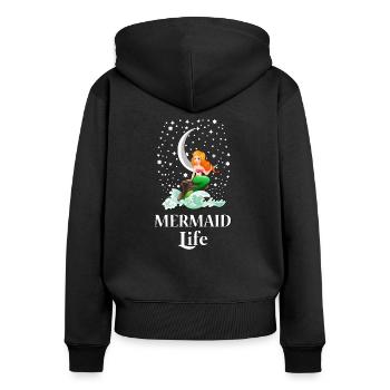 Sirène mer Mermaid idée cadeau cadeau - Sweat à capuche zippé Premium bio Femme - noir - Dos - Julia (174cm)