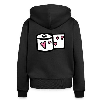 Papier toilette - Sweat à capuche zippé Premium bio Femme - noir - Dos - Julia (174cm)