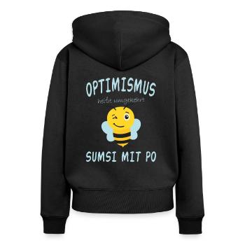 Sumsimitpo oder Sumsi mit Po Optimismus Geschenk - Frauen Premium Bio Zip Hoodie - Schwarz - Hinten - Julia (174cm)