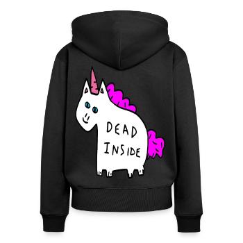 Berlin Street Art Dead Unicorn - Sweat à capuche zippé Premium bio Femme - noir - Dos - Julia (174cm)