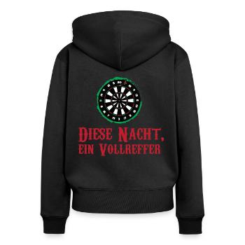 Darts Dartpfeile Dartspieler Wortspiel Volltreffer - Frauen Premium Bio Zip Hoodie - Schwarz - Hinten - Julia (174cm)