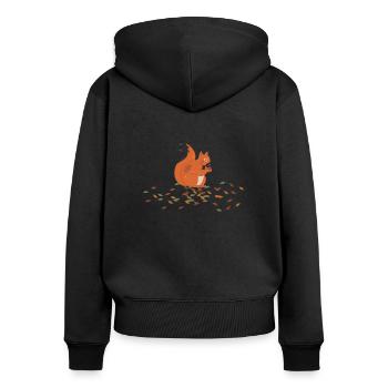 écureuil - Sweat à capuche zippé Premium bio Femme - noir - Dos - Julia (174cm)