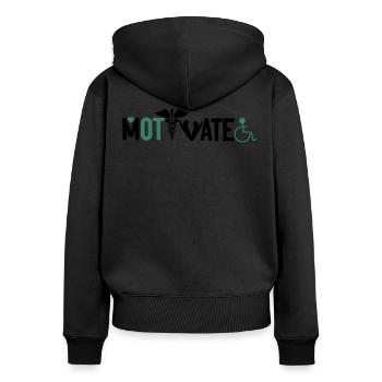 Ergotherapeut Motivate - Frauen Premium Bio Zip Hoodie - Schwarz - Hinten - Julia (174cm)