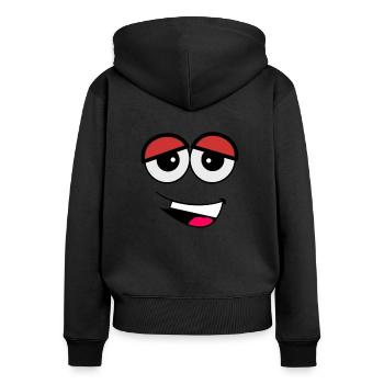Verpeiltes Lächeln Lachendes Gesicht Große Freude - Frauen Premium Bio Zip Hoodie - Schwarz - Hinten - Julia (174cm)