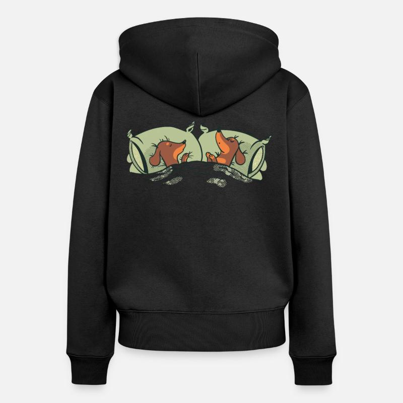 Schlafende Dackel im Bett Tier Geschenkidee Hunde - Sweat à capuche zippé Premium bio Femme - noir