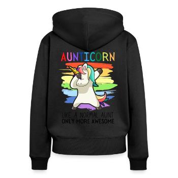 Dabbendes Unicorn Aunticorn Dabbing Unicorn Aunt - Women's Premium Organic Zip Hoodie - black - Back - Julia (174cm)