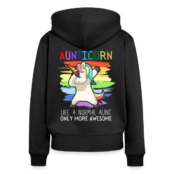 Dabbendes Unicorn Aunticorn Dabbing Unicorn Aunt - Women's Premium Organic Zip Hoodie - black - Back - Julia (174cm)