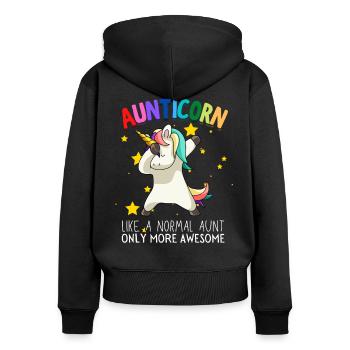 Aunticorn Tante Dabbendes Einhorn Dabbing Unicorn - Frauen Premium Bio Zip Hoodie - Schwarz - Hinten - Julia (174cm)