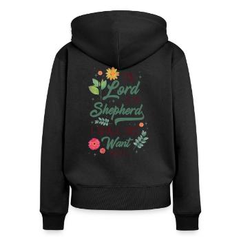Religion biblique chrétienne - Sweat à capuche zippé Premium bio Femme - noir - Dos - Julia (174cm)