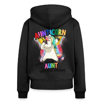 Aunticorn Tante Dabbendes Einhorn Dabbing Unicorn - Frauen Premium Bio Zip Hoodie - Schwarz - Hinten - Julia (174cm)