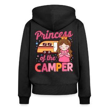 Cute Camping Princess Camper - Women's Premium Organic Zip Hoodie - black - Back - Julia (174cm)