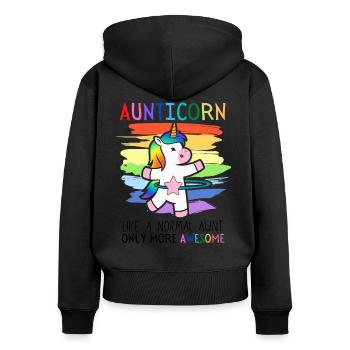 Aunticorn Tate De Licorne Mature Dabbing Unicorn Fun - Sweat à capuche zippé Premium bio Femme - noir - Dos - Julia (174cm)