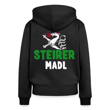 Steirermadl Steirer Madl Steirerin Steiermark - Frauen Premium Bio Zip Hoodie - Schwarz - Hinten - Julia (174cm)