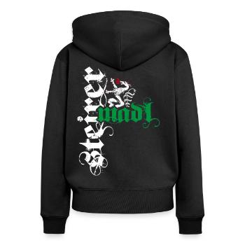 Steirermadl Steiermark Steirer Madl Steirerin - Frauen Premium Bio Zip Hoodie - Schwarz - Hinten - Julia (174cm)