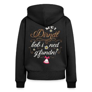 Trachtenshirt Dirndl Ersatz Trachten Sprüche - Frauen Premium Bio Zip Hoodie - Schwarz - Hinten - Julia (174cm)