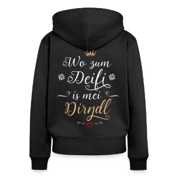 Trachtenshirt Damen Mädchen Dirndl Ersatz Tracht - Frauen Premium Bio Zip Hoodie - Schwarz - Hinten - Julia (174cm)