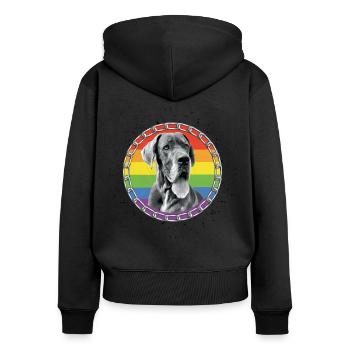 Great Dane ou Danish Great Dane Pride - brillant - Sweat à capuche zippé Premium bio Femme - noir - Dos - Julia (174cm)
