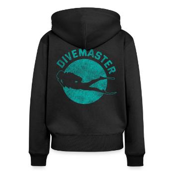 Scuba Diving Diver Vintage - Sweat à capuche zippé Premium bio Femme - noir - Dos - Julia (174cm)