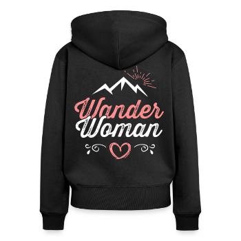 Wander Woman Berge Wanderer Wandern Geschenk Frau - Frauen Premium Bio Zip Hoodie - Schwarz - Hinten - Julia (174cm)