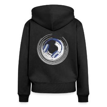 Musique casque - Sweat à capuche zippé Premium bio Femme - noir - Dos - Julia (174cm)
